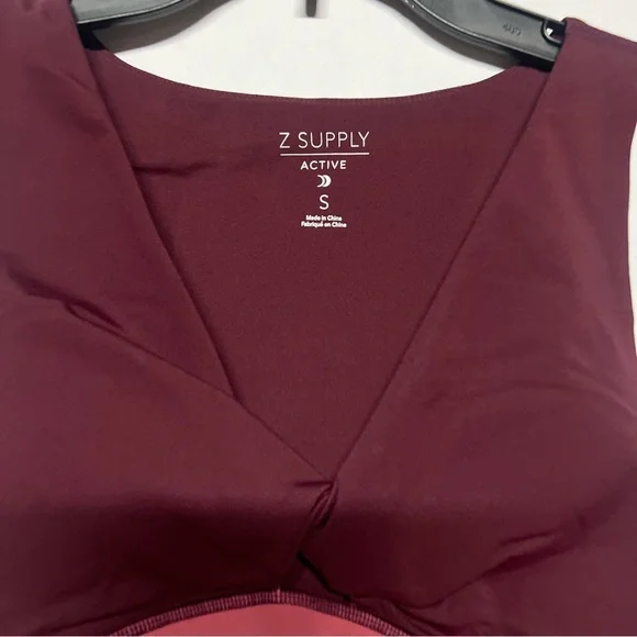 Z Supply Women's Maroon and Rose Sports Bra - Picture 2 of 3